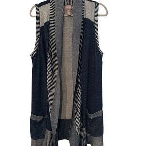 Chico's Blue and Gray Cardigan Sweater Vest Size 2